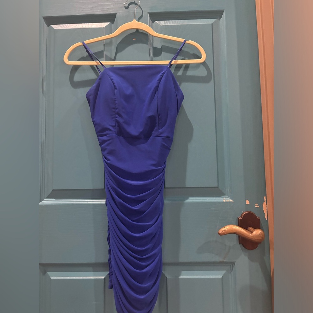 Royal blue fitted mini dress